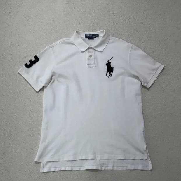 폴로 랄프로렌 화이트 빅포니 카라 티셔츠 L