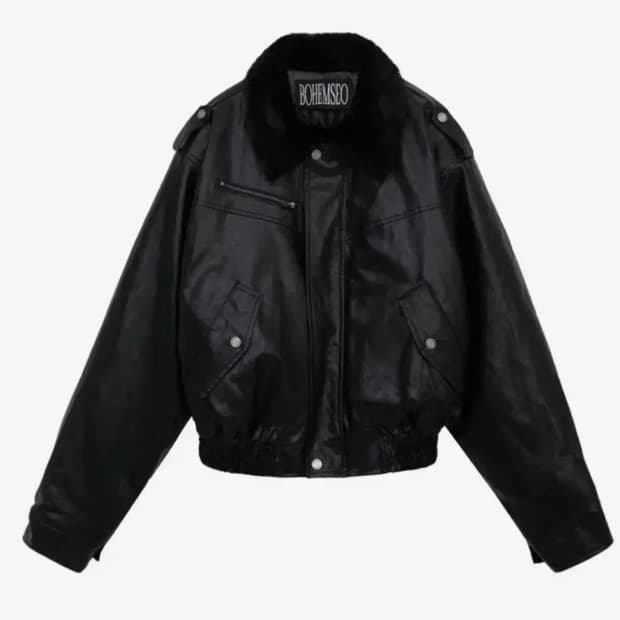 보헤미안서울 크링클 레더 퍼 블루종 