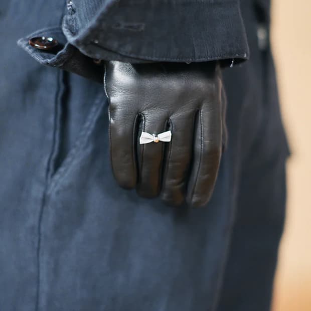 [m] 보우 글러브 블랙 나파 레더