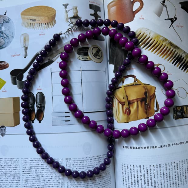 빈티지 오리엔탈 비비드 볼드 퍼플 비즈 레이어드 목걸이 악세사리 주얼리