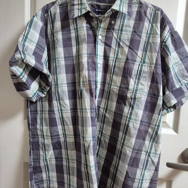 빈티지 오버핏 체크 반팔 셔츠