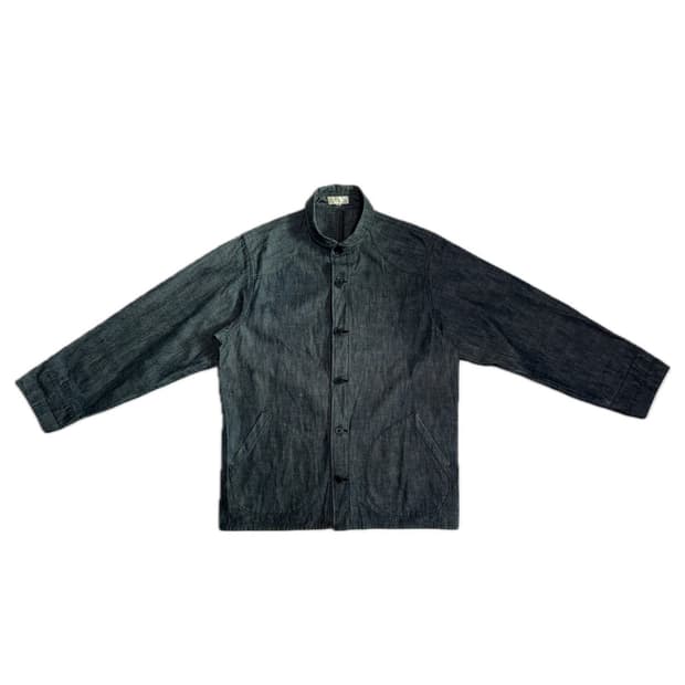 빈티지 라운드 카라 롱 청자켓