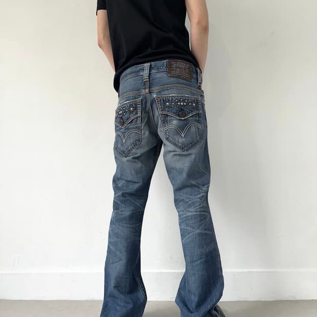 리바이스 507 젬스톤 워싱 블루 플레어진