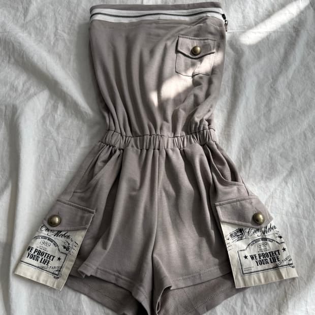 세실맥비 y2k 00’s 베이지 튜브탑 점프수트(새상품)