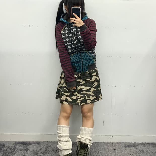 재패니즈 y2k 패턴 후드집업