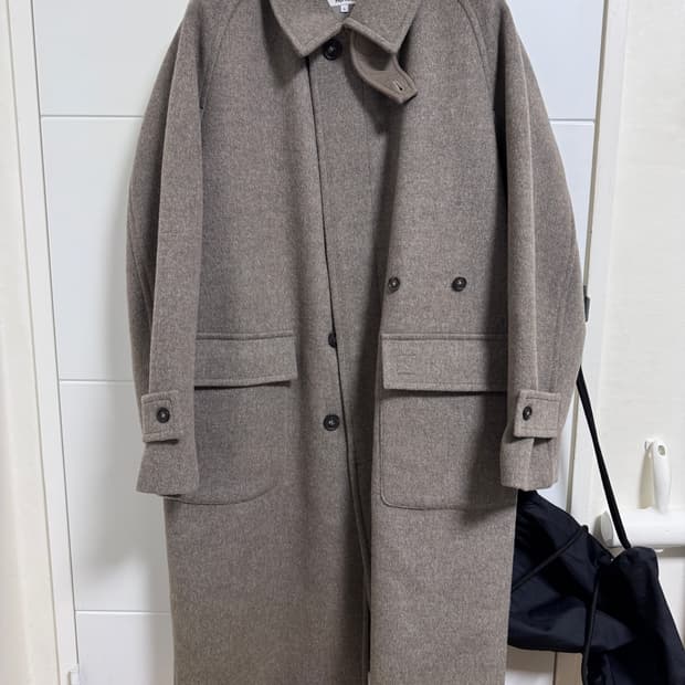 홀리선 윈터포트 울 코트 발마칸 멜린지 베이지 L