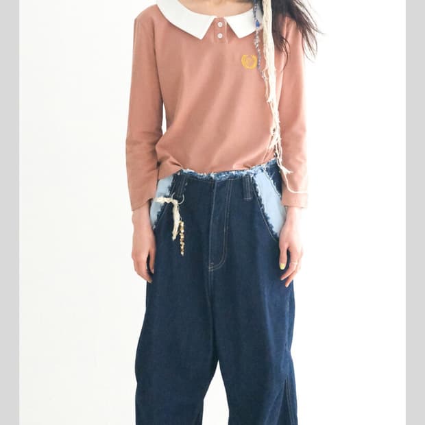 샵페어리 cut-off denim maxi pants (blue)