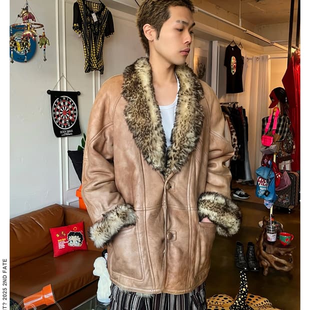 1990s Real Mouton Leather Mustang Coat