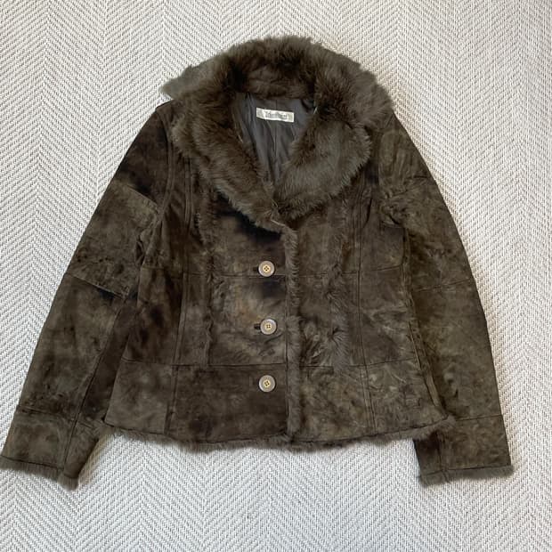 빈티지 퍼 트리밍 시어링 자켓