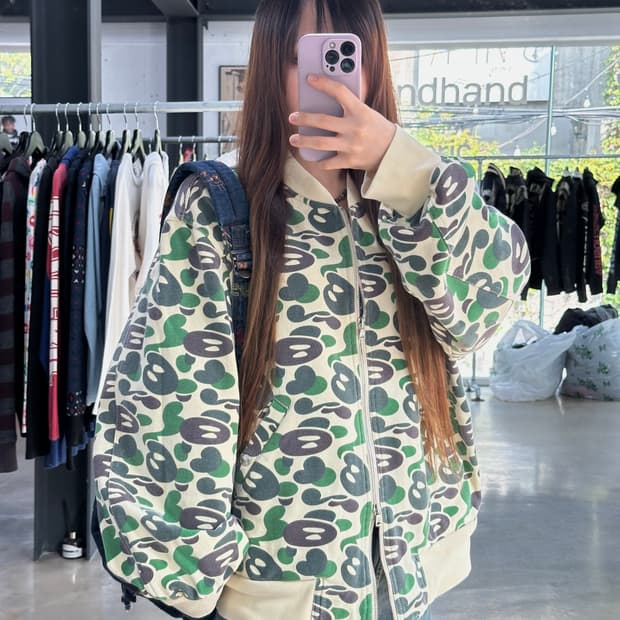 베이프 베이미마일로 카모플라쥬 투웨이 코튼바시티자켓