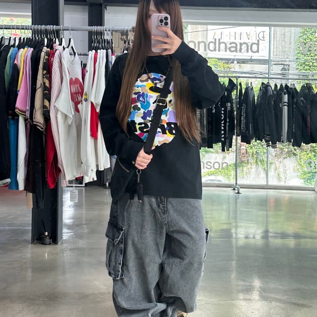 베이프 F.C.R.Bape 컬러카모빅사루 롱슬리브긴팔티셔츠