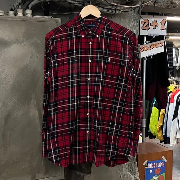 폴로 랄프로렌 체크 셔츠 레드 XL #csz3617