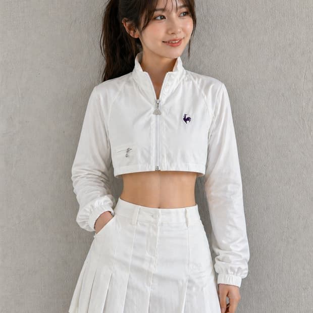 [M] 르꼬끄 골프 크롭 바람막이 화이트 여성 자켓