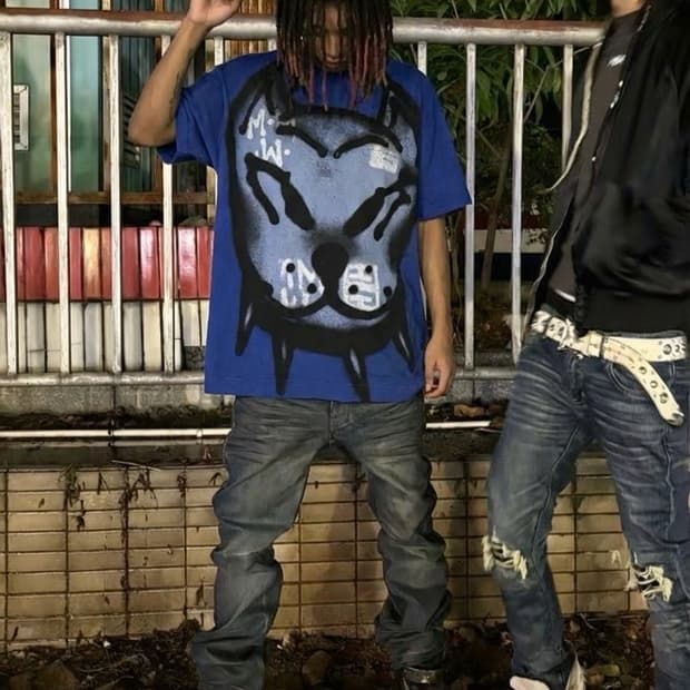 지방시 x 치토 워싱 블루 그래피티 반팔티 