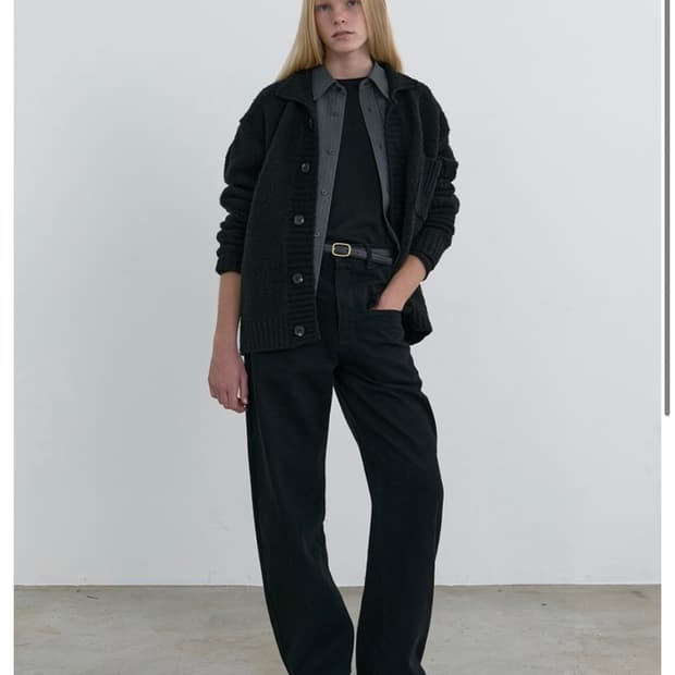 아이엘 Cop Knit Cardigan_Black 48