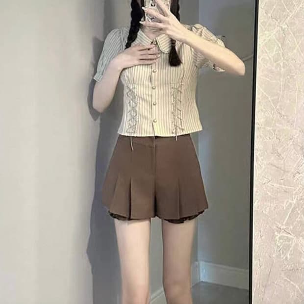 갈색 브라운 반바지 치마바지 숏팬츠 큐롯 라떼 초코