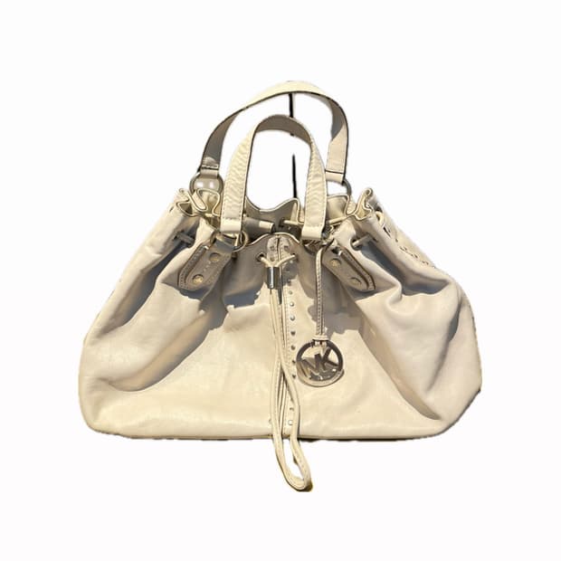 마이클 코어스(Michael Kors) 화이트 레더 토트백