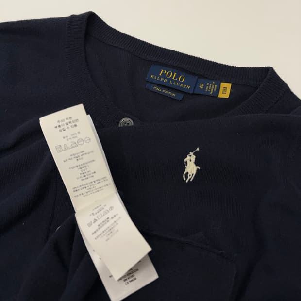 폴로 네이비 피마코튼 가디건