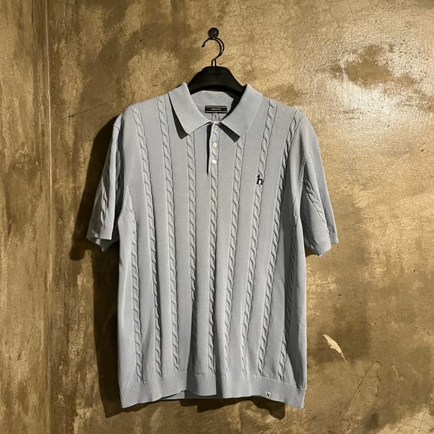 헤지스 케이블 카라넥 니트 반팔