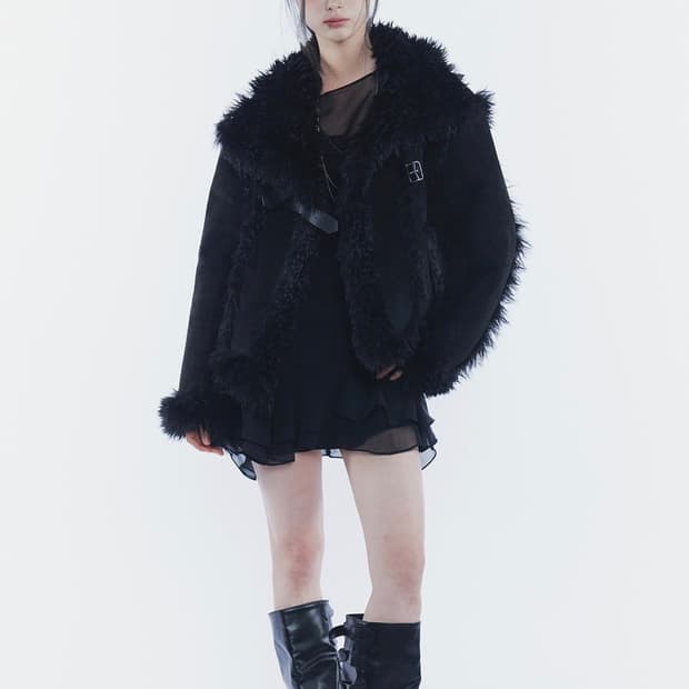 페인오어플레져 무스탕 luna belted shearling jacket