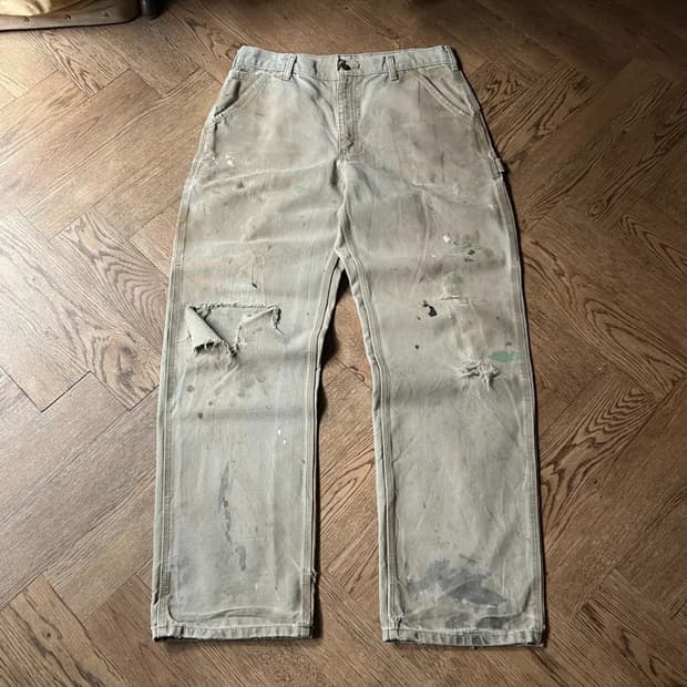 [33]칼하트 USA 더티 디스트로이드 데저트 탄 싱글니 카펜터 워크팬츠