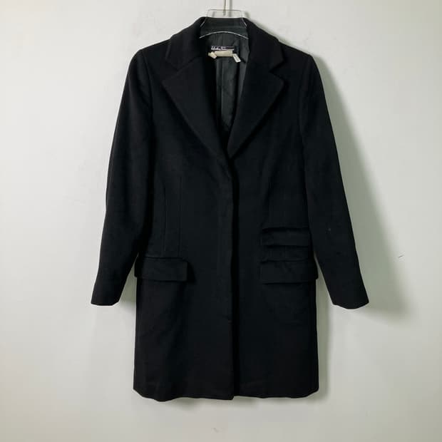 페라가모 블랙 울 알파카 히든 싱글 코트 42