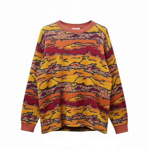 미쏘니 자카드 코튼니트 트와일라잇 모티브 패턴 디테일 레드