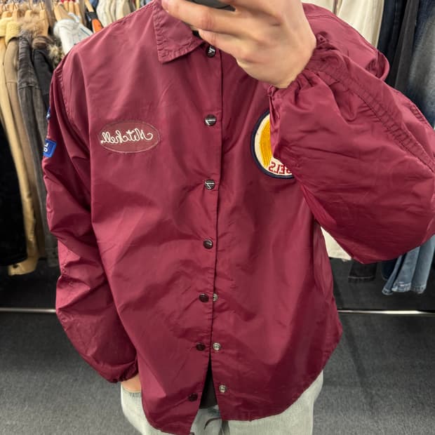 L)러셀 빈티지 베이스볼 패치 버건디 코치자켓