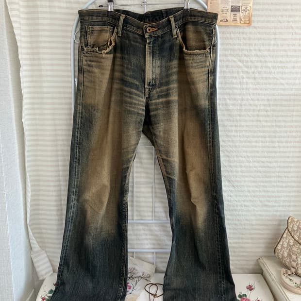 빈티지 에드윈 골드 워싱 데님 팬츠 879 y2k 스트릿 모리 갸루 일본