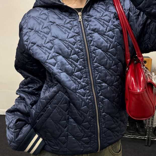 베이프 스타 00s 퀼팅 패딩 네이비