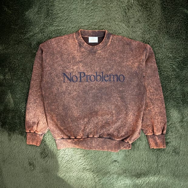 [M] ARIES 애리즈 No problemo 애시드 워싱 스웻셔츠