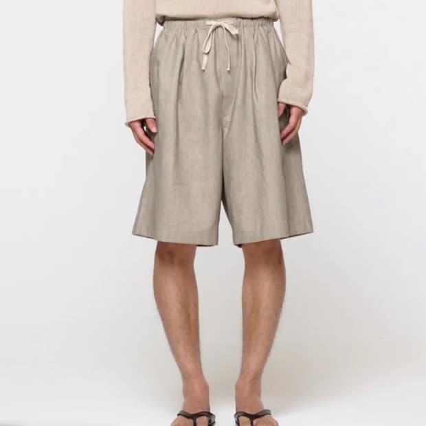 아모멘토 Linen Drawstring Shorts Beige