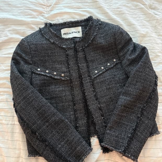 인사일런스 빈티지 스터드 트위드 자켓 차콜 (W)