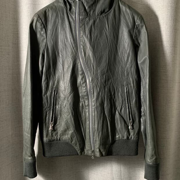 Japanese Vintage 사선 레더 크롭 자켓