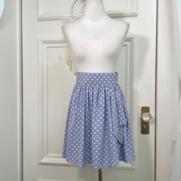 sky-blue dot wrap skirt