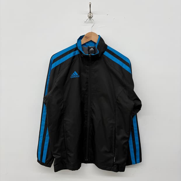 아디다스 블랙/블루 바람막이 점퍼 남성 M