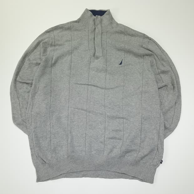 CL137 XL 노티카 90s 버티컬 텍스처 하프 버튼 니트