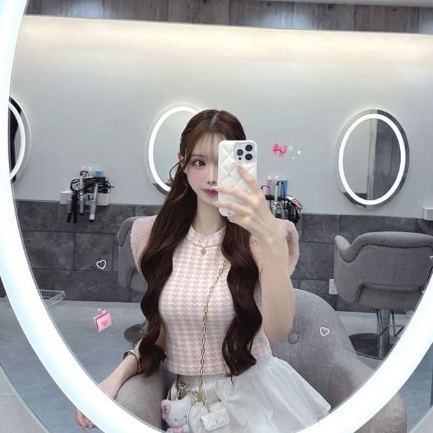 Lumignon 루미뇽 하운드투스 퍼 니트 탑 핑크 양산형 지뢰계 스나계