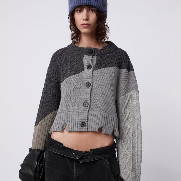 아더에러 자라 디스트로이드 크롭 가디건