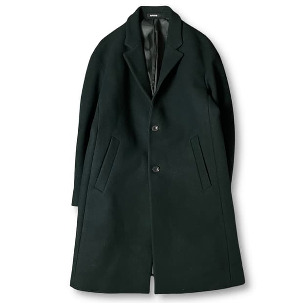 페이퍼리즘 딥그린 울 미디 코트 L