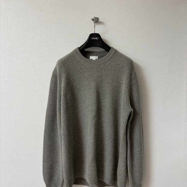 [L] cos 코스 리브드 캐시미어 니트 mole grey