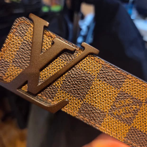 루이비통 다미에 에벤 LV 버클 브라운 벨트 90/36