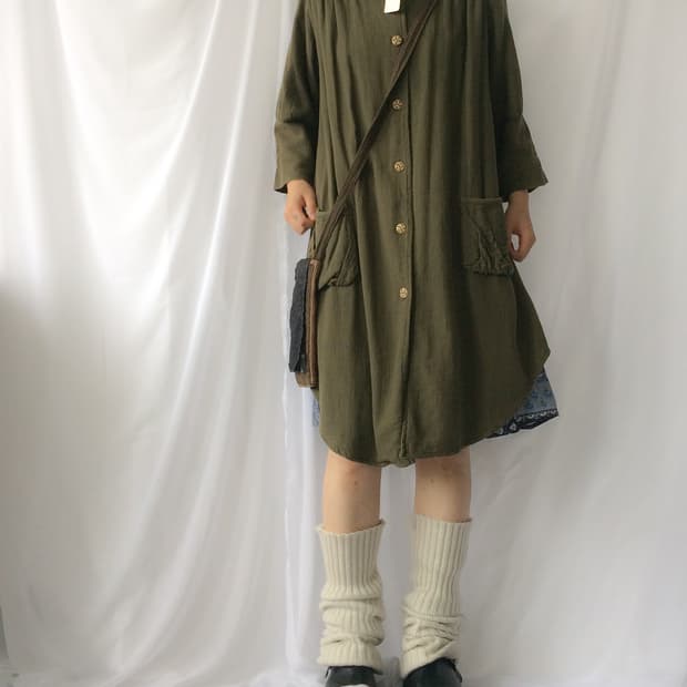 Embroidery point high neck long jacket