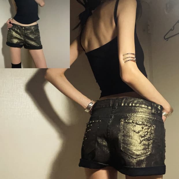 🖤🤘🏻골든 펑크 스터드 핫팬츠