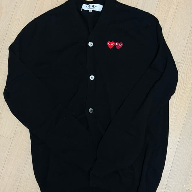 꼼데가르송 / 유니섹스 브이넥 가디건 / 블랙 / 2XL