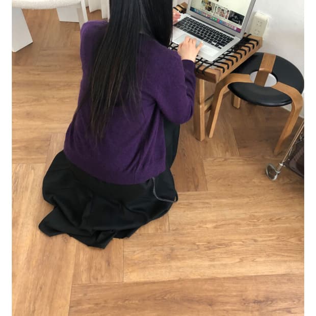 울 라운드 가디건 퍼플