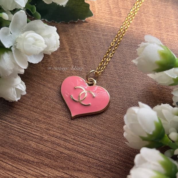 핑크) 샤넬 빅 하트 목걸이