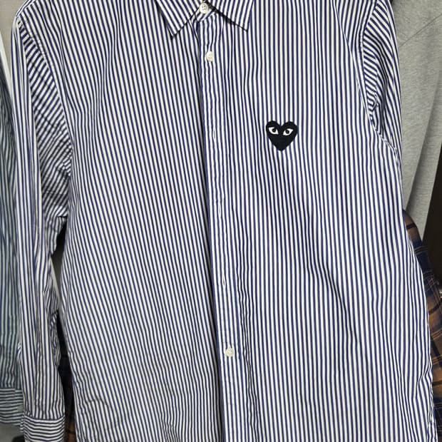 꼼데가르송 play 스트라이프 셔츠 m 블랙와펜