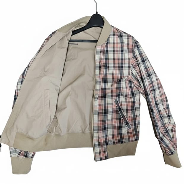 유니클로 JW Anderson리버시블 블루종 집업 항공점퍼/핑크 체크무늬