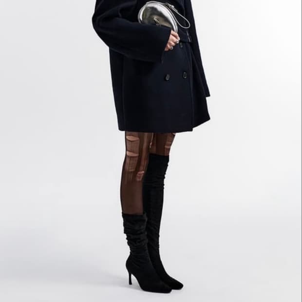 Side-belt half coat navy